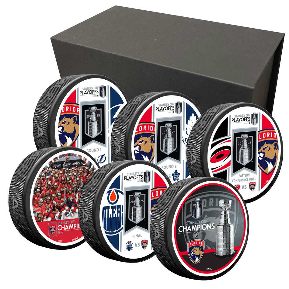 Florida Panthers Stanley Cup Champs 6 Puck Set
