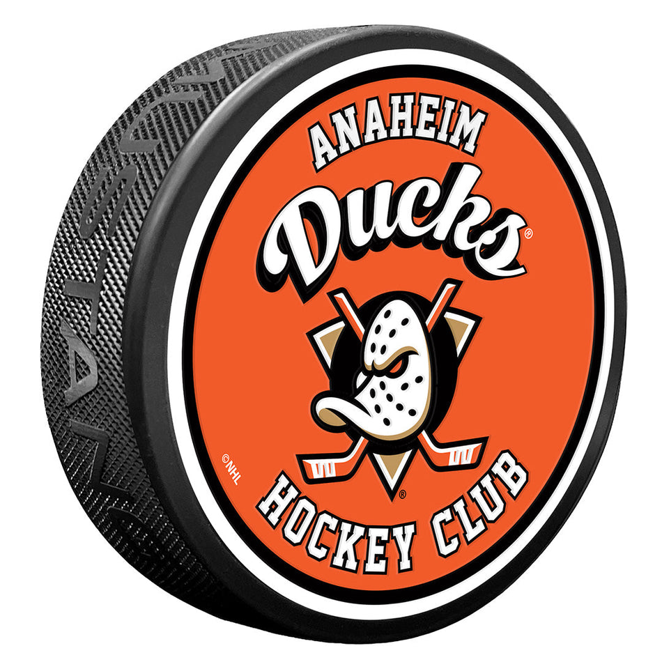 Anaheim Ducks Puck | Retro Script