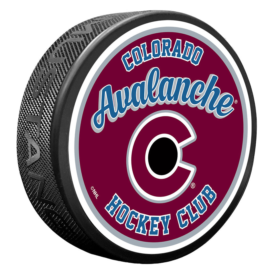 Colorado Avalanche Puck | Retro Script