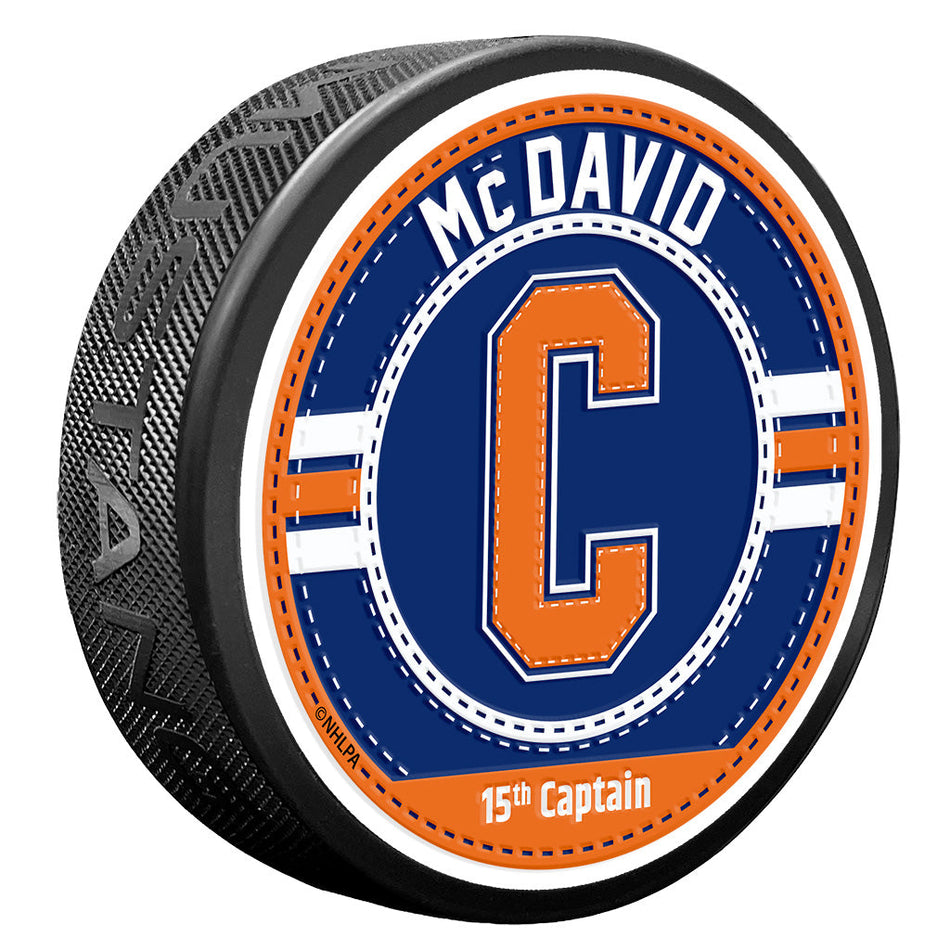 Connor McDavid Puck - Captain Jersey Stitch