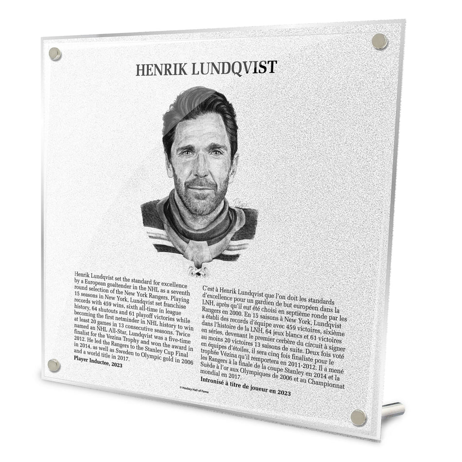 NHL Legends | Hockey Hall of Fame Plaque | Henrik Lundqvist