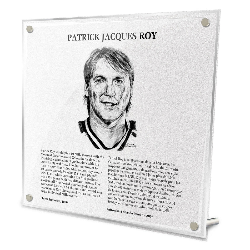 NHL Legends | Hockey Hall of Fame Plaque | Patrick Roy
