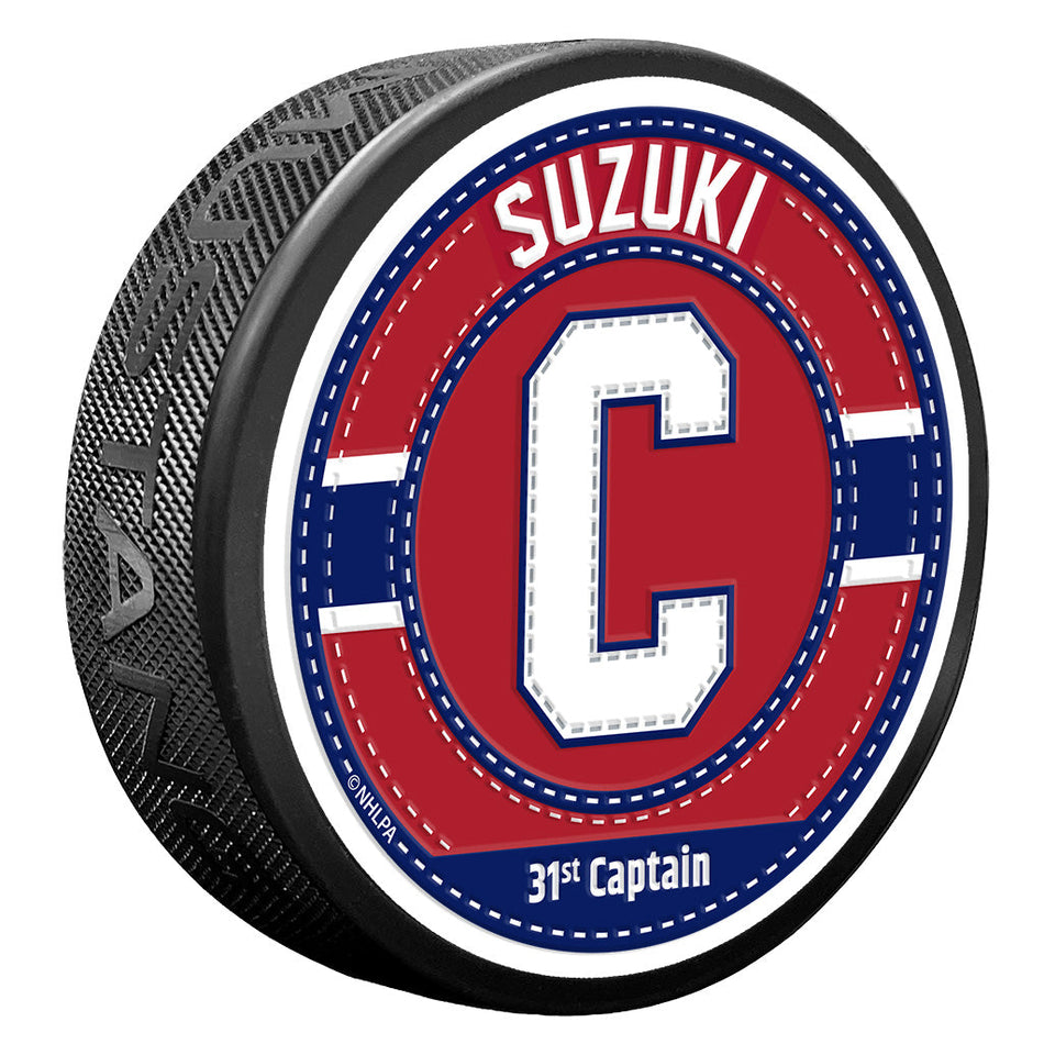 Nick Suzuki Puck - Captain Jersey Stitch