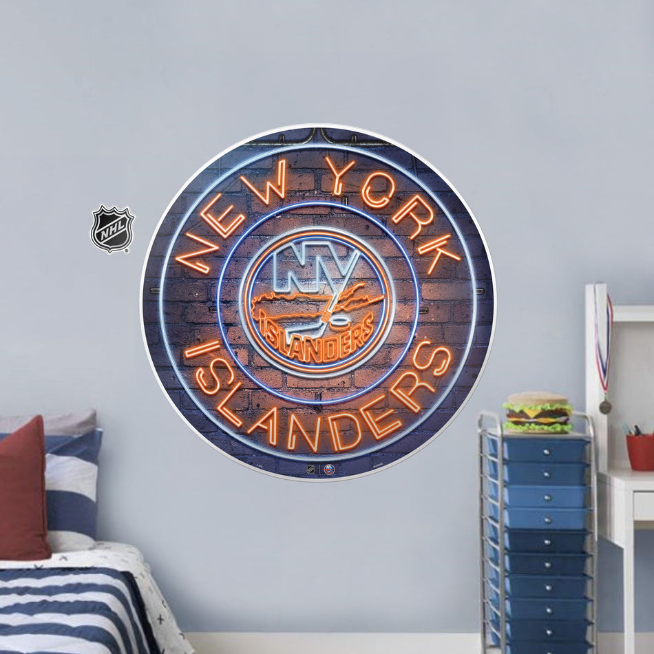New York Islanders 28X28 Repositionable Wall Decal - Neon