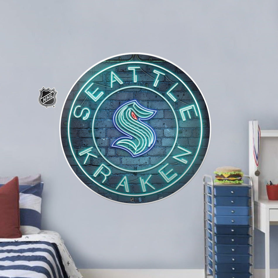 Seattle Kraken 28X28 Repositionable Wall Decal - Neon