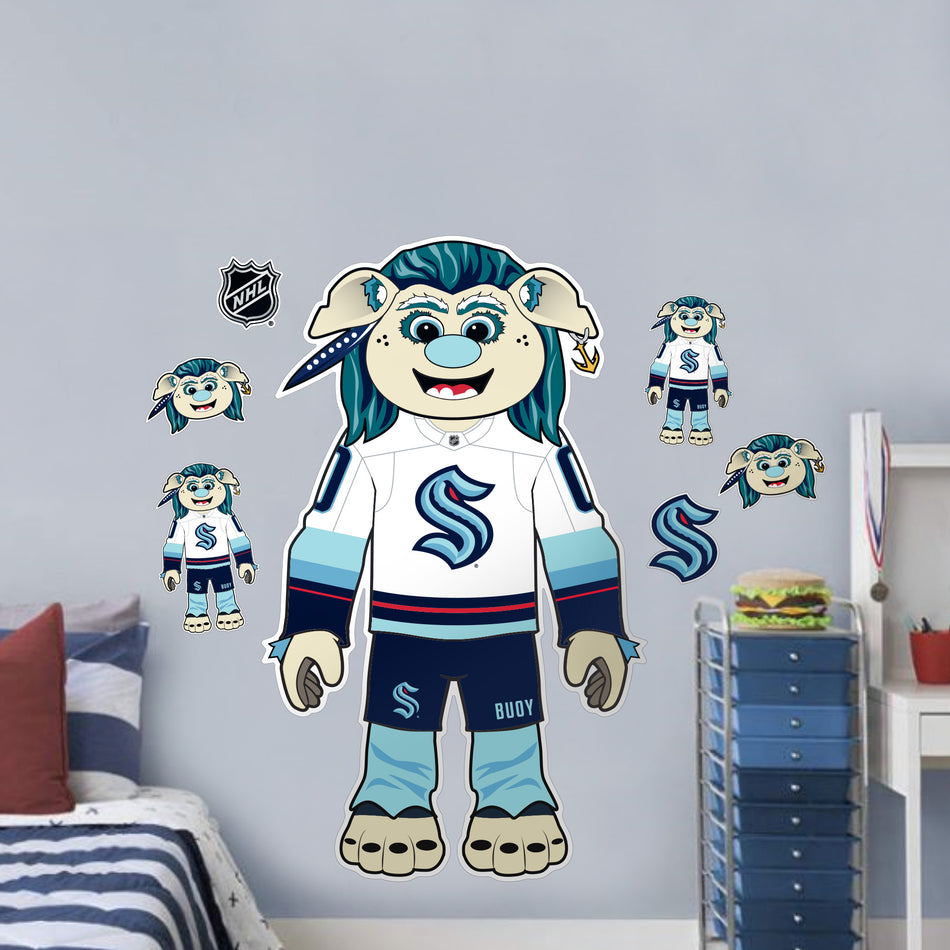 Seattle Kraken Repositionable Wall Decal Set - Mascot