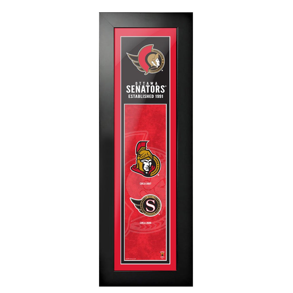 Ottawa Senators 6"x22"  Logos to History Framed Art