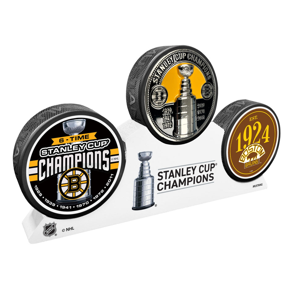 Boston Bruins - Elite Medallion 3 Puck Podium Set
