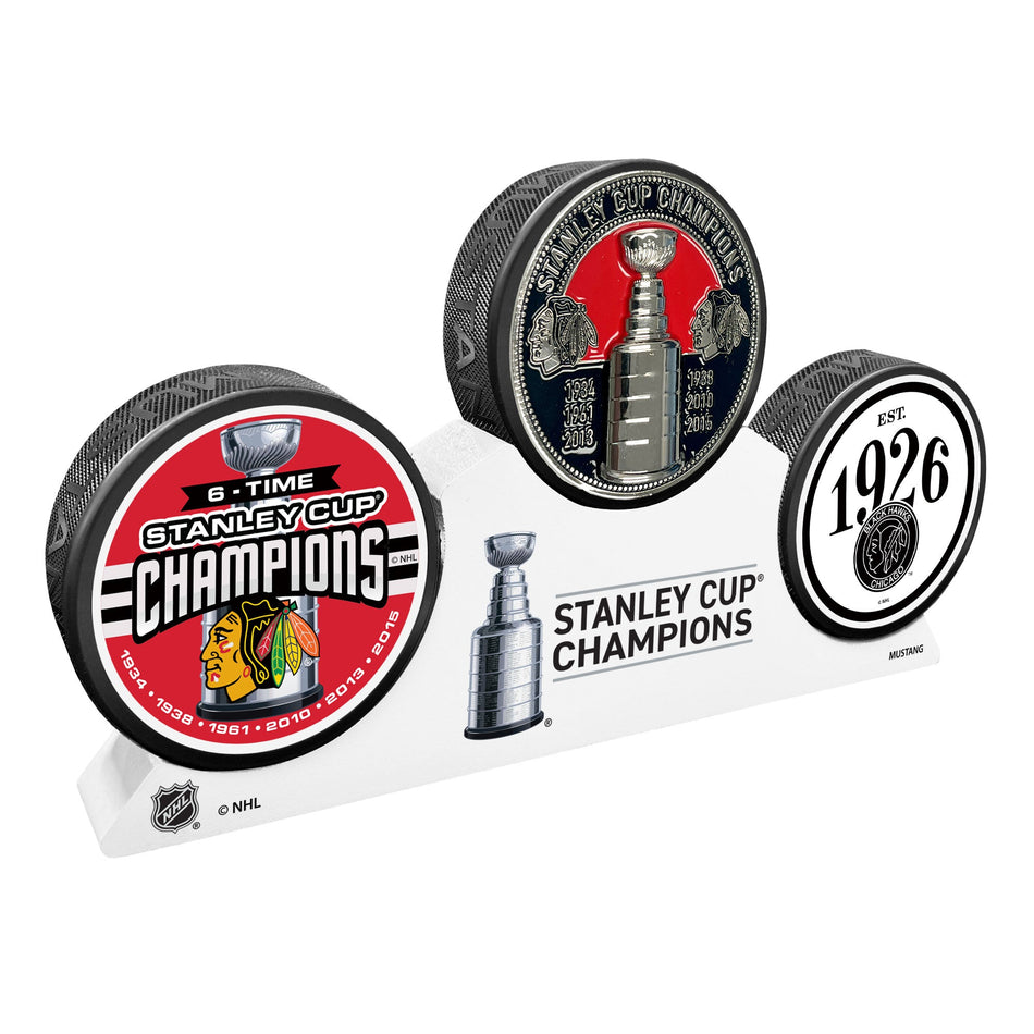 Chicago Blackhawks - Elite Medallion 3 Puck Podium Set