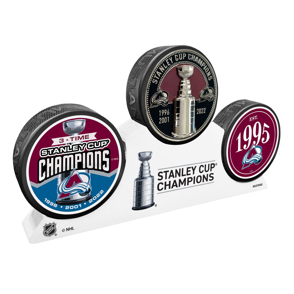 Colorado Avalanche - Elite Medallion 3 Puck Podium Set