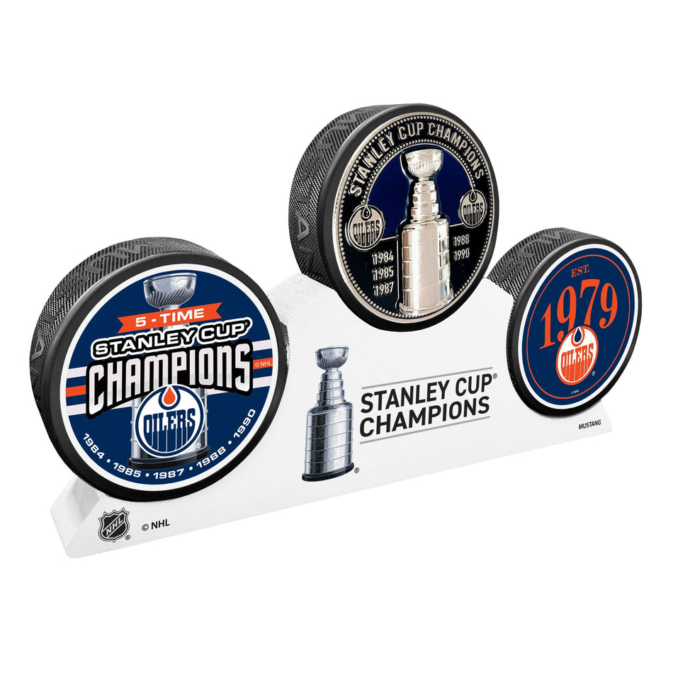 Edmonton Oilers - Elite Medallion 3 Puck Podium Set