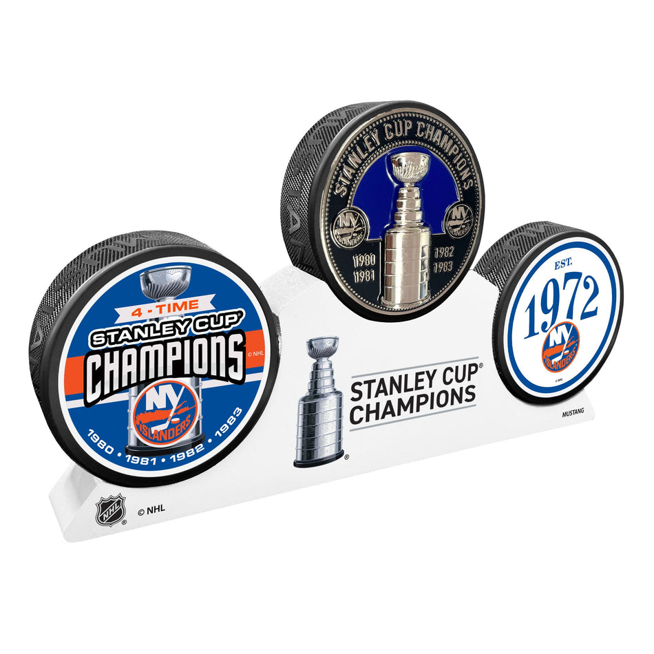 New York Islanders - Elite Medallion 3 Puck Podium Set