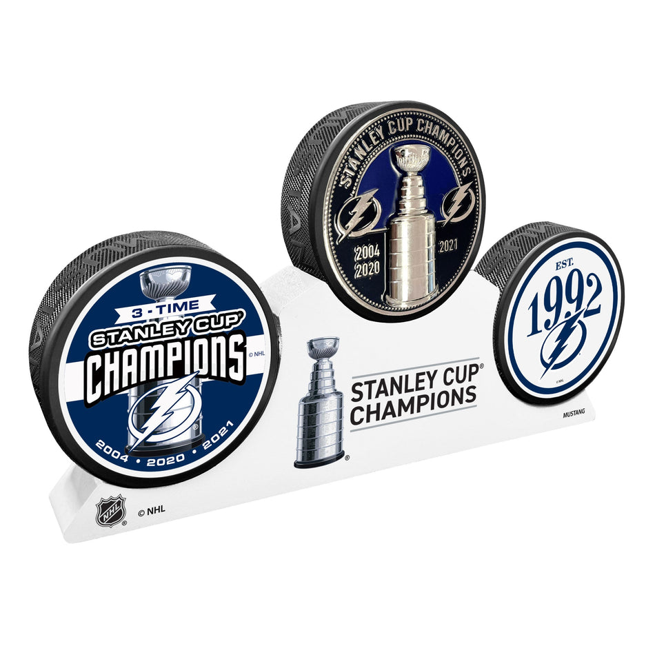 Tampa Bay Lightning Lightning - Elite Medallion 3 Puck Podium Set