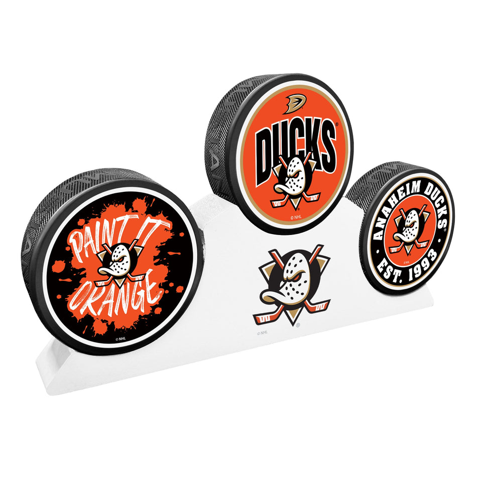 Anaheim Ducks - 3 Puck Podium Set