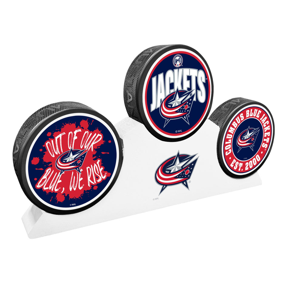 Columbus Blue Jacekts - 3 Puck Podium Set