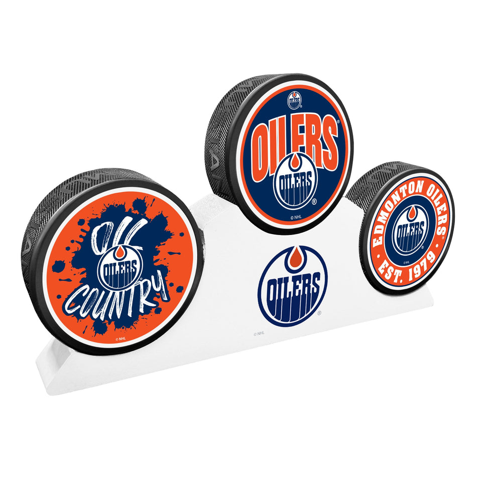 Edmonton Oilers - 3 Puck Podium Set