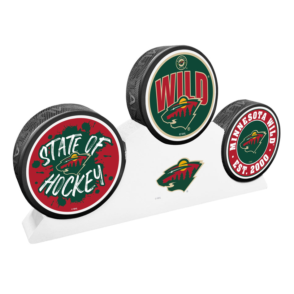 Minnesota Wild - 3 Puck Podium Set
