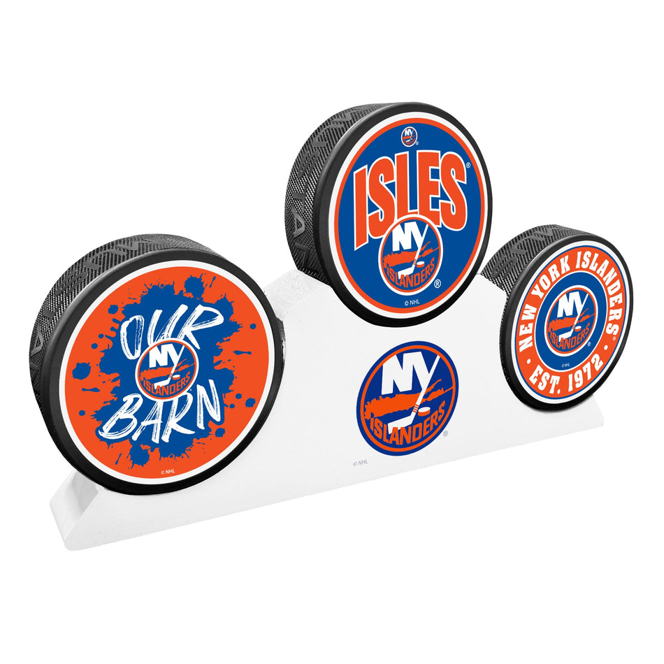 New York Islanders - 3 Puck Podium Set