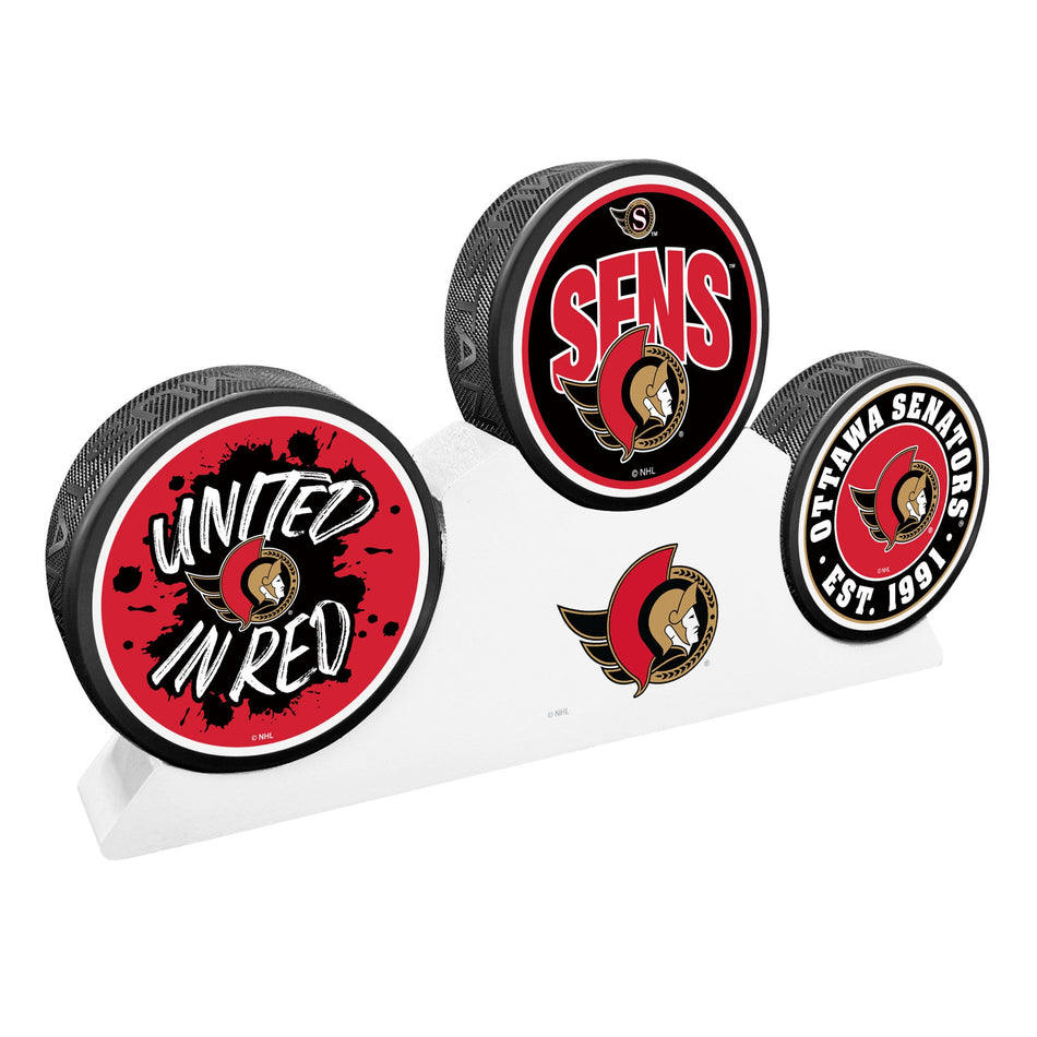 Ottawa Senators - 3 Puck Podium Set