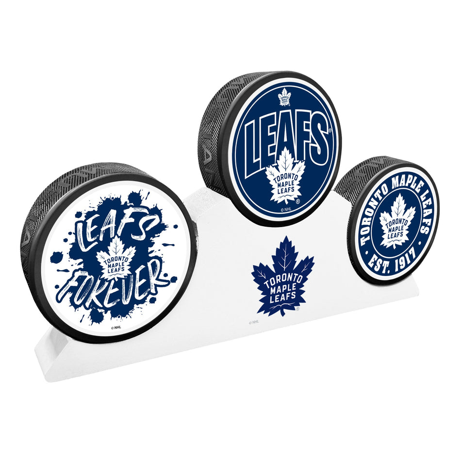 Toronto Maple Leafs - 3 Puck Podium Set
