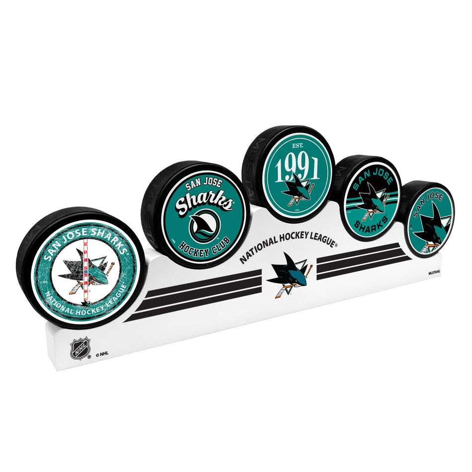 San Jose Sharks - 5 Puck Podium Set