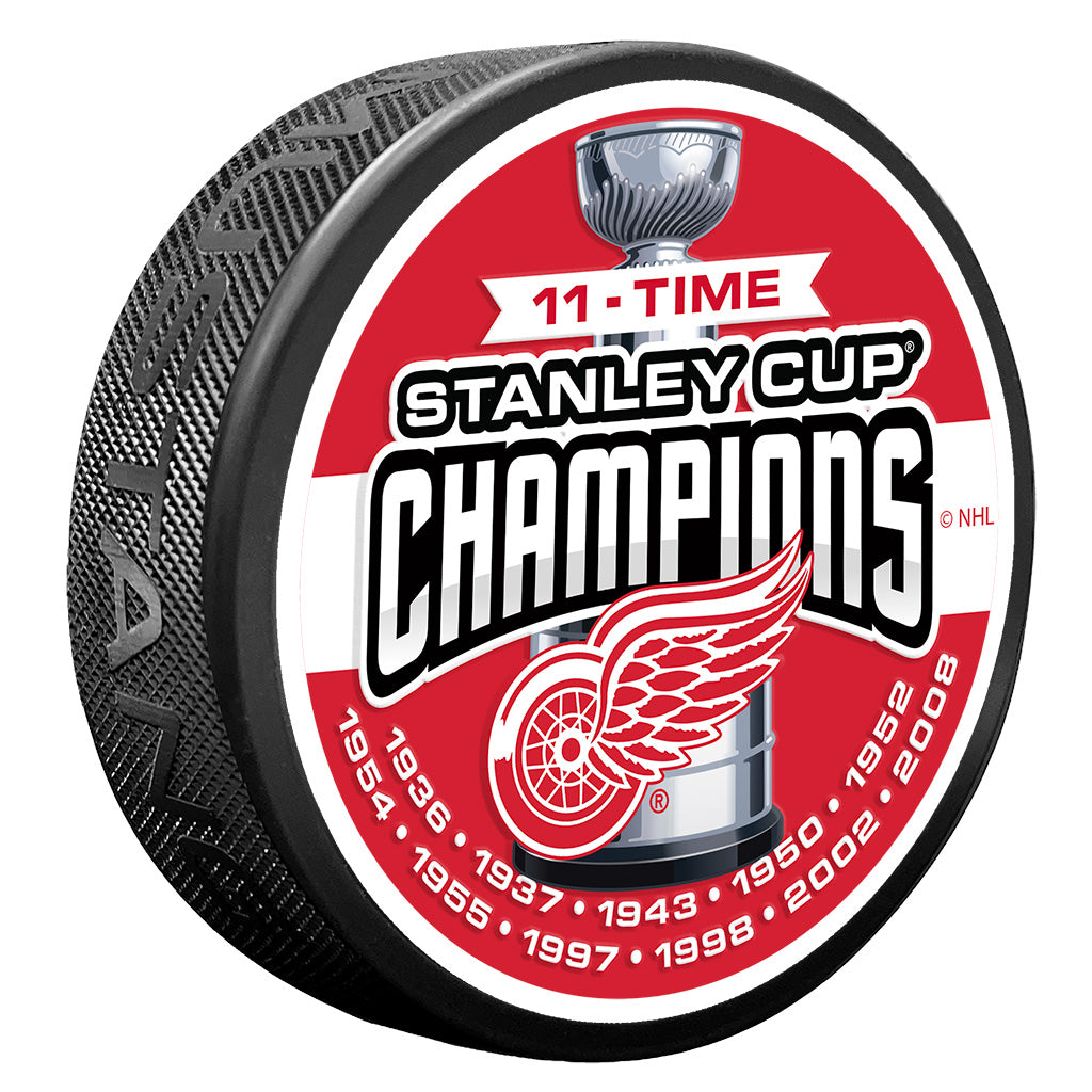 Detroit Red Wings Puck - Stanley Cup Years Gold Medallion