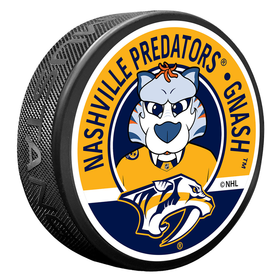 Nashville Predators Gnash Mascot Textured Puck