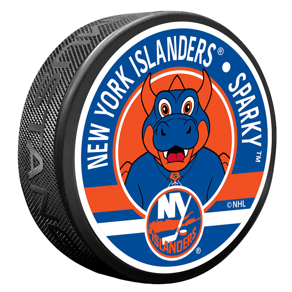 New York Islanders Sparky Mascot Textured Puck