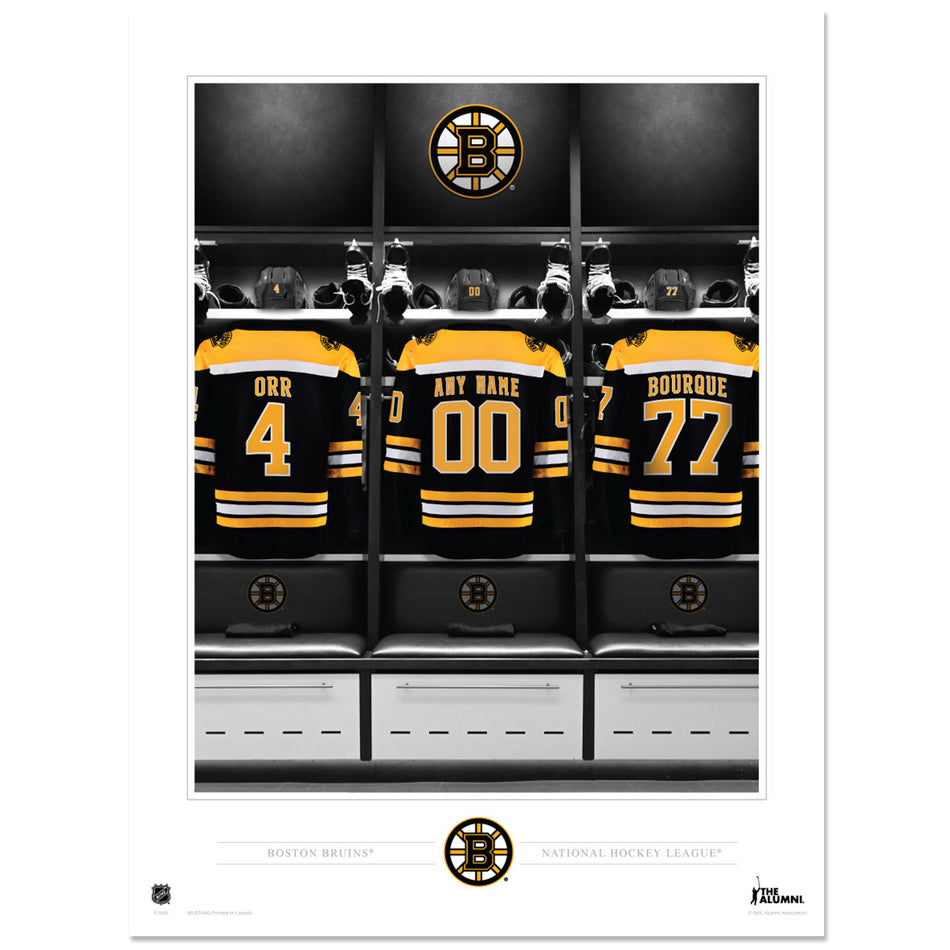 Boston Bruins 12x16 Alumni Personalized Locker Room Print