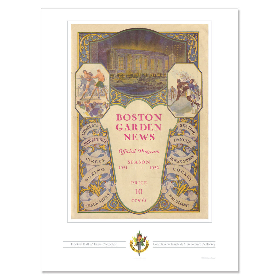Boston Bruins Memorabilia - 12" x 16" 1931 Boston Garden News Program Cover Print