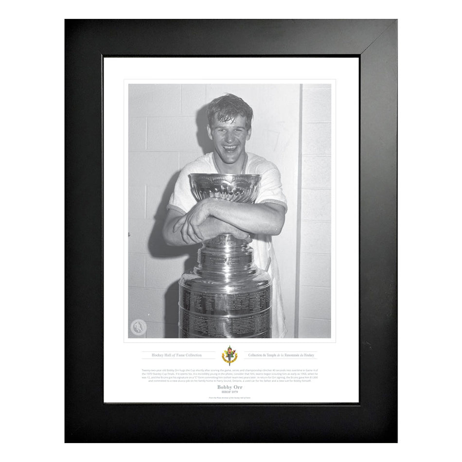 Legends of Hockey - Bobby Orr Memorabilia - 1970 Stanley Cup Black & White Frame - 12" x 16"