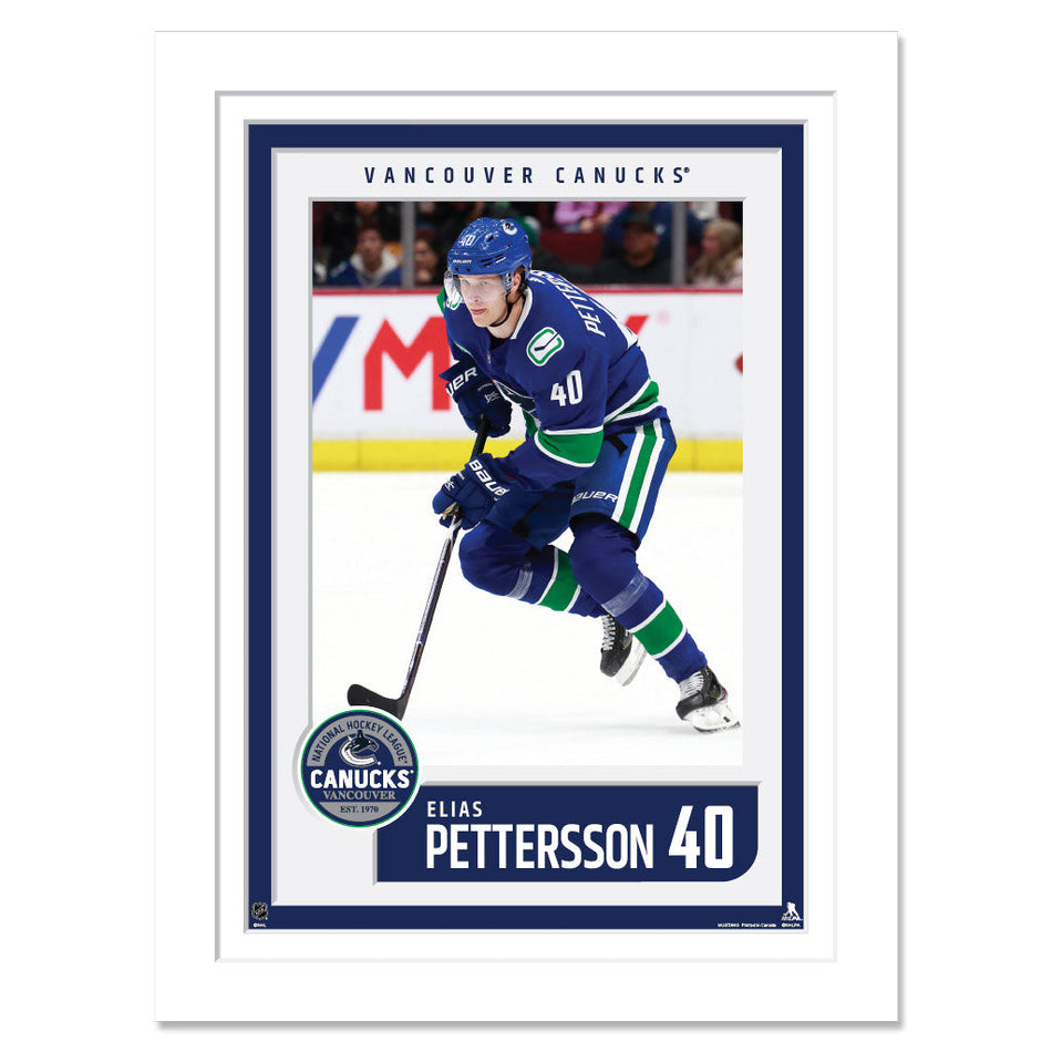 Vancouver Canucks Elias Pettersson Print - 12" x 16" Home Jersey Block Design