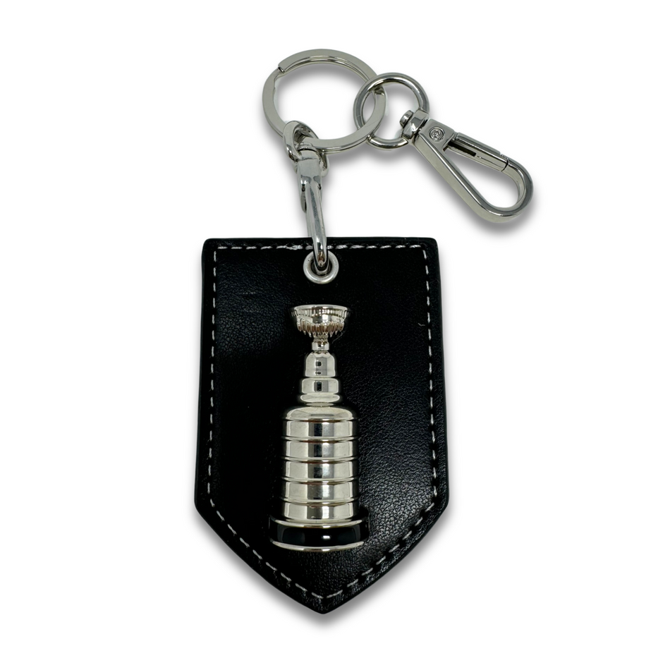 NHL Stanley Cup Keychain | Leather & 3D Chrome