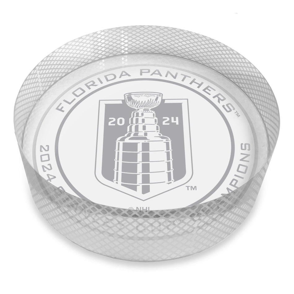 Florida Panthers Stanley Cup Champions Crystal Puck | Laser-Engraved