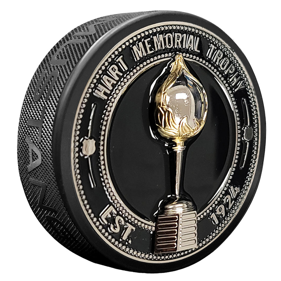 Hart Memorial Trophy Puck | 3D Silver & Gold Medallion