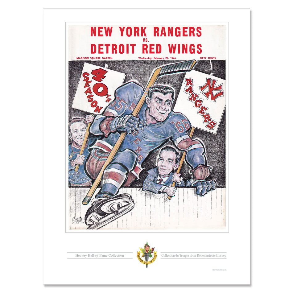 New York Rangers Memorabilia | 1966 Rangers vs. Red Wings Program Cover