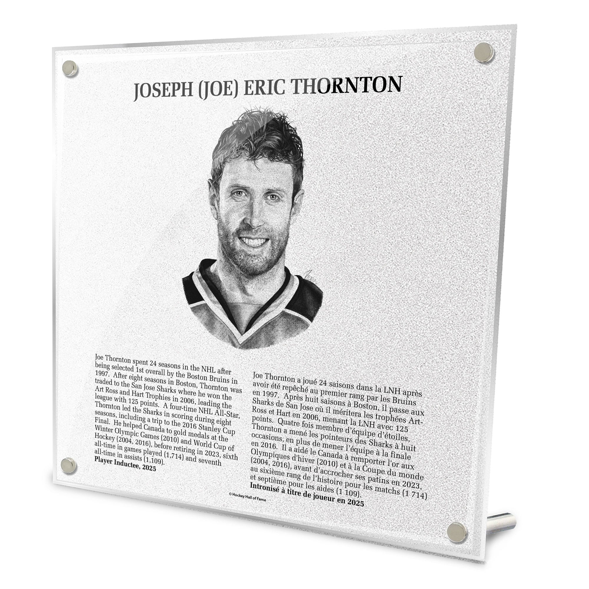 NHL Legends | Hockey Hall of Fame Plaque | Joe Thornton