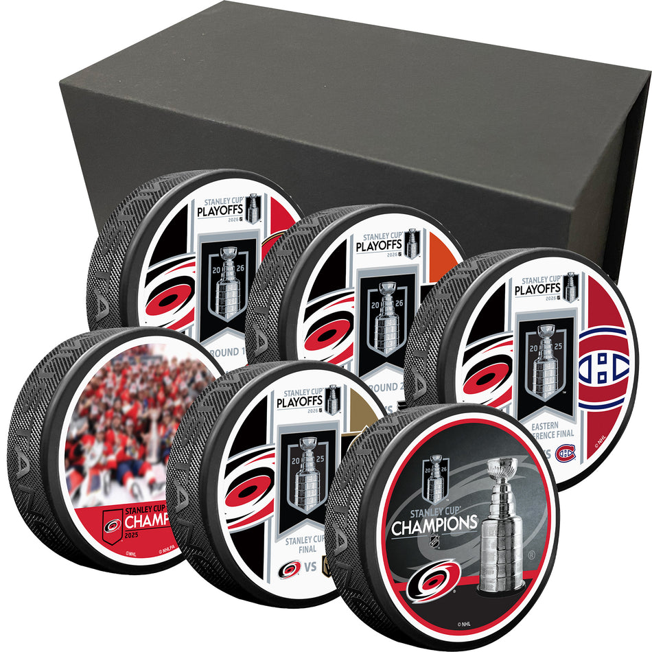Carolina Hurricanes Stanley Cup Champs 6 Puck Pack