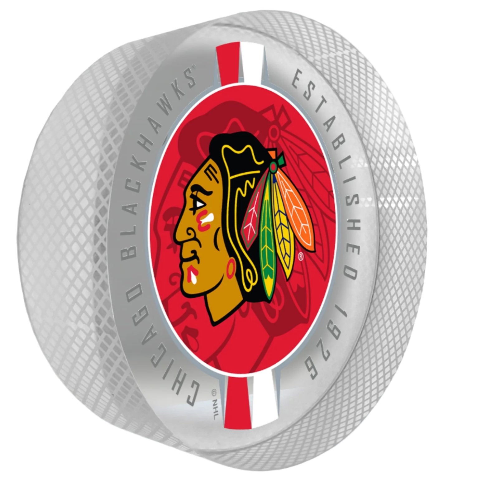 Chicago Blackhawks Puck | Crystal Ribbon – Hockey Hall of Fame