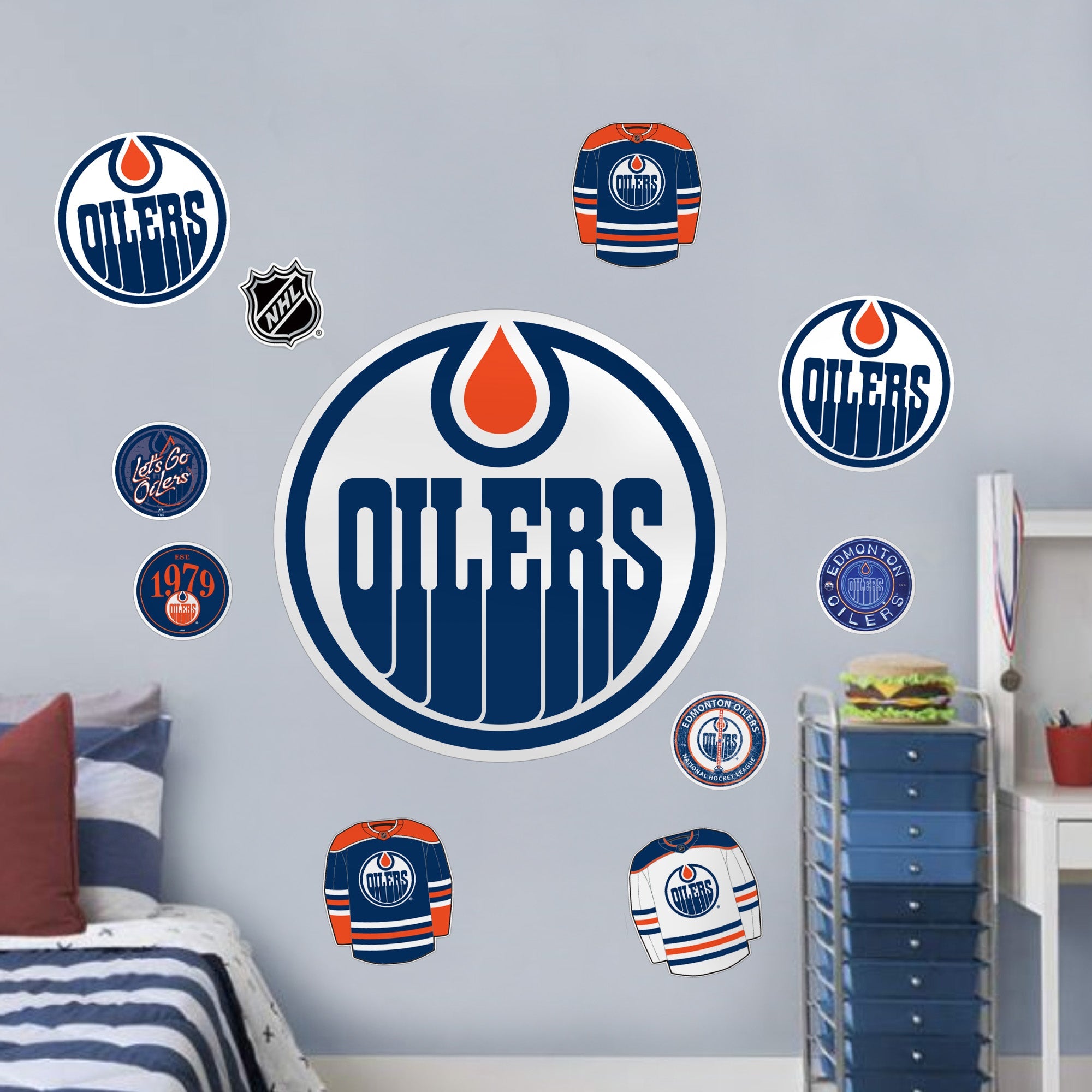 Edmonton Oilers Repositionable Wall Decal Set - Team Logos – Hockey ...