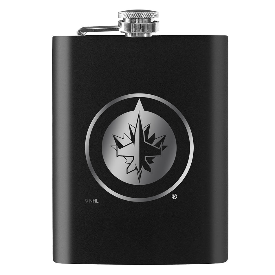 Winnipeg Jets Flask | Black Laser-Engraved 8 Oz