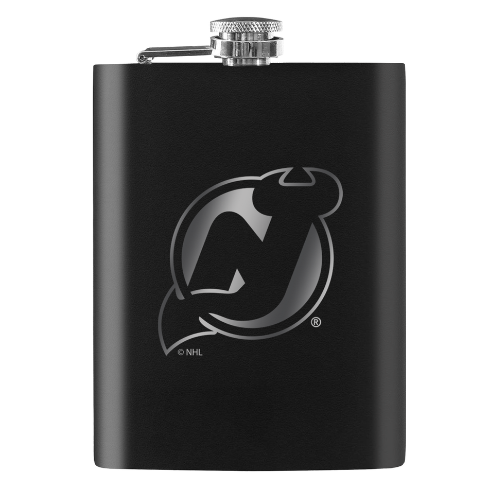 New Jersey Devils Flask | Black Laser-Engraved 8 Oz