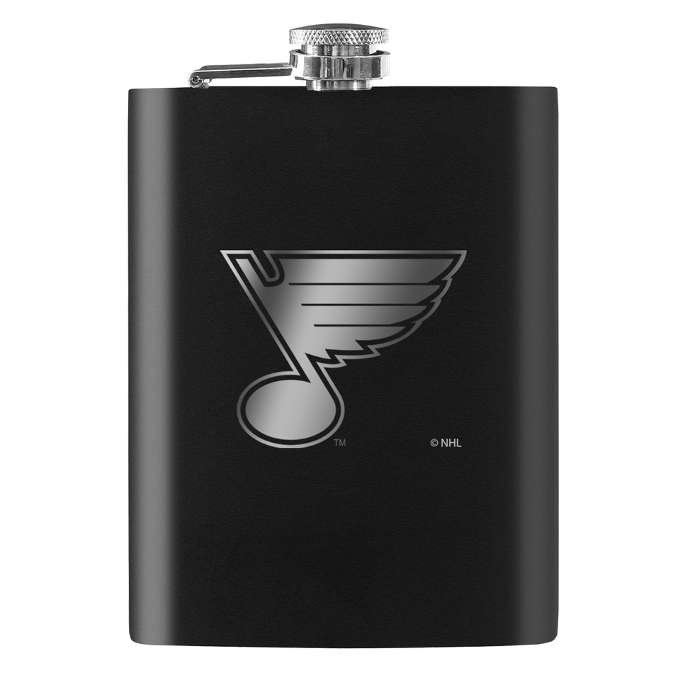 St. Louis Blues Flask | Black Laser-Engraved 8 Oz