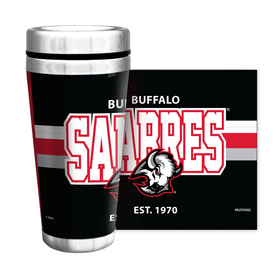 Buffalo Sabres Goathead | Stripe Full Wrap Travel Mug | 16 oz