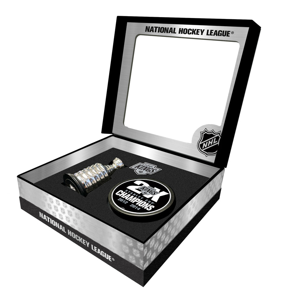 LA Kings Stanley Cup Champs Puck + Replica Cup Gift Box Set