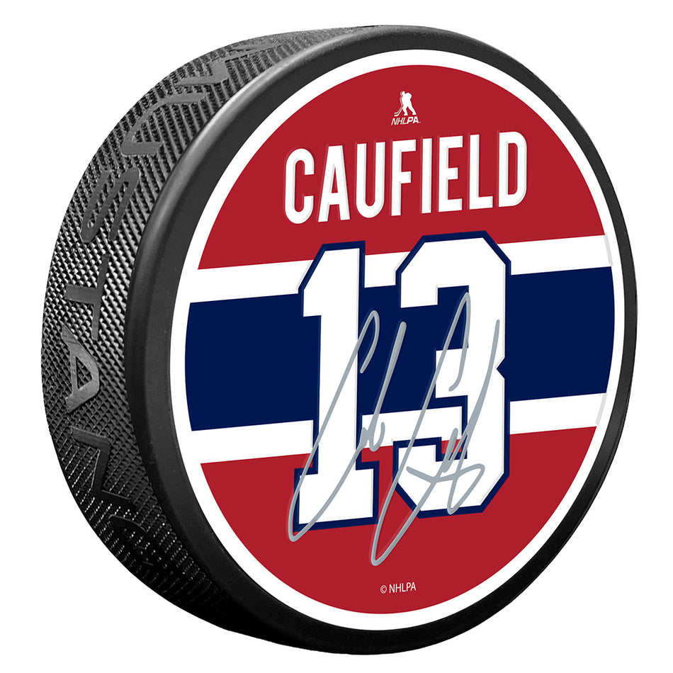 Montreal Canadiens Caufield Puck Player Number with Replica Autograph