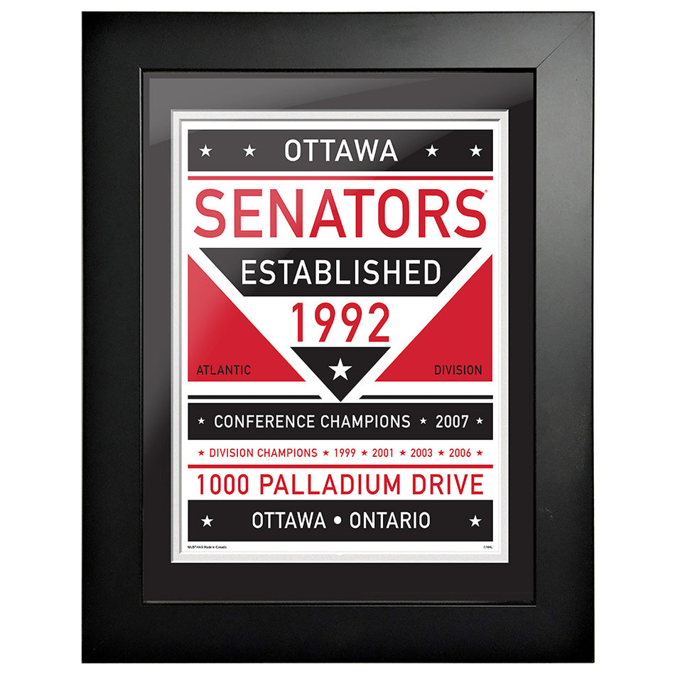 Ottawa Senators 12x16 Dual Tone Framed Artwork