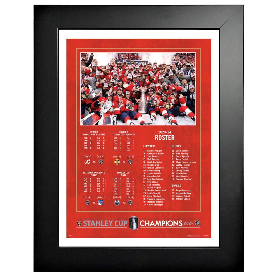 Florida Panthers Stanley Cup Champions Frame | 12” x 16” Roster & Stats