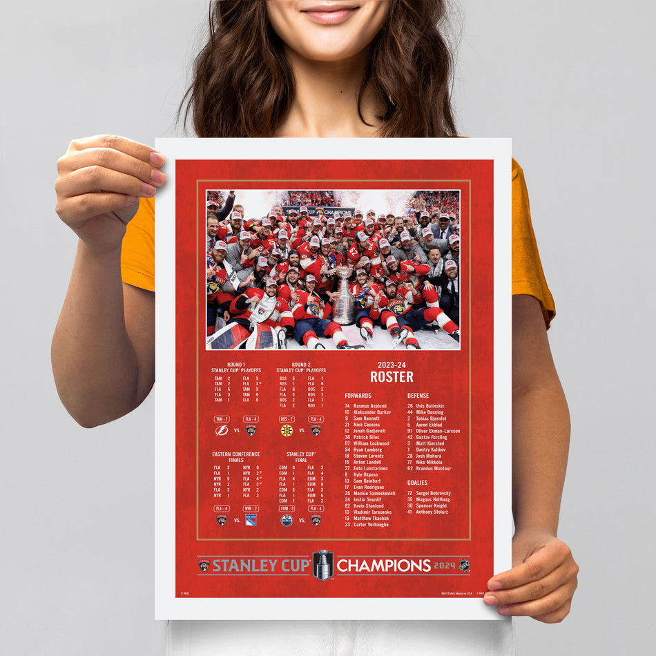 Florida Panthers Stanley Cup Champions Print | Roster & Stats 12” x 16”