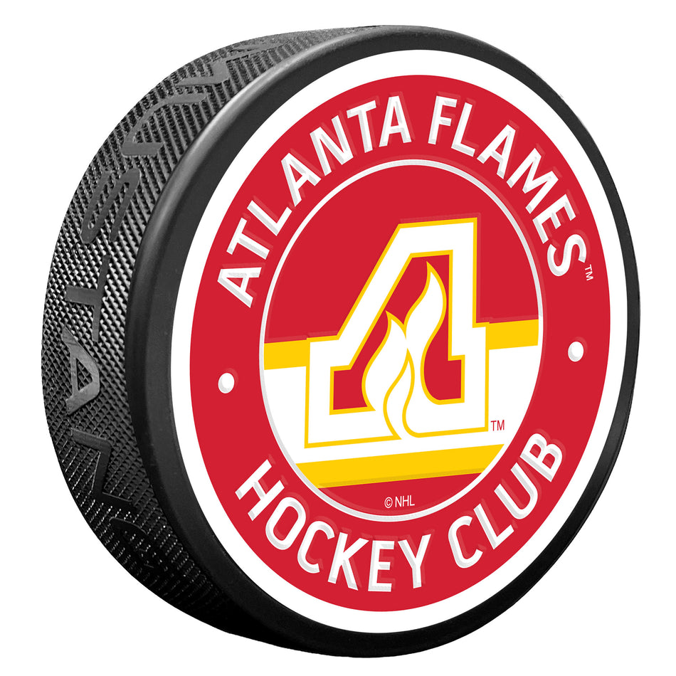 Atlanta Flames Vintage Striped Textured Puck